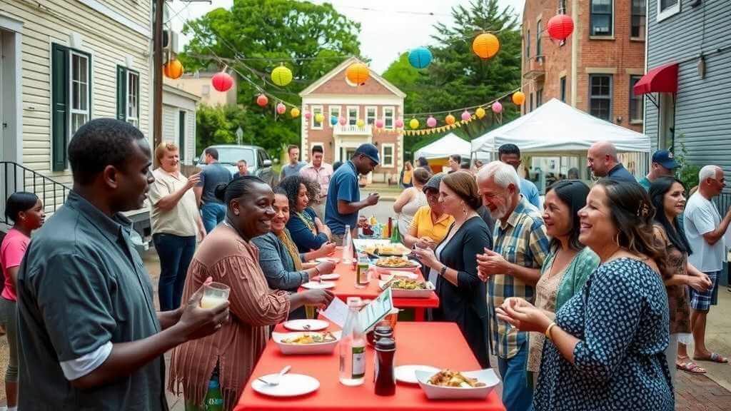 Community block party celebrating diversity and unity