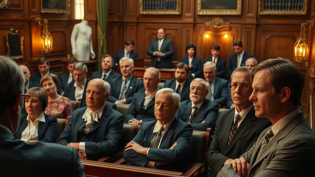 An intense courtroom scene with immigration advocates preparing for legal battles