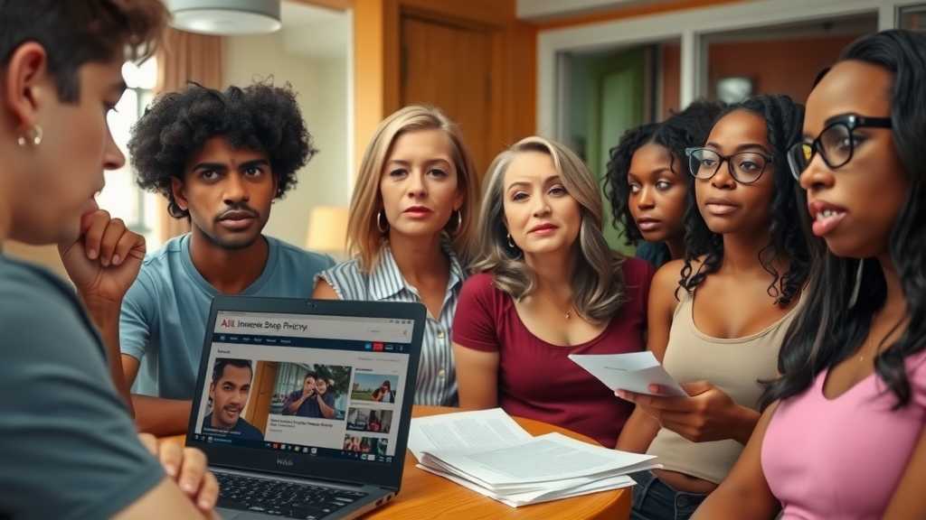 Activists strategizing in an office.